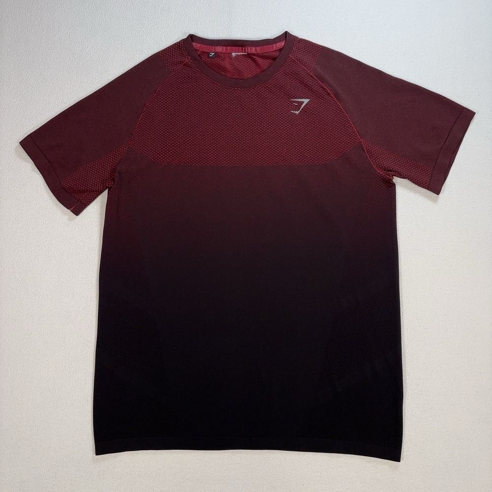 Gymshark Vital Ombre Seamless T-Shirt Men's M/L* Flame Red Black Stretch Workout